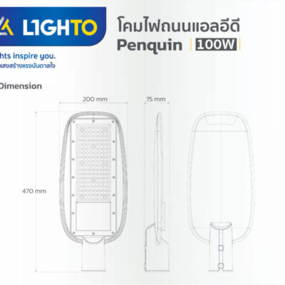 โคมไฟถนน Lighto LED รุ่นPENGUIN 100W-2