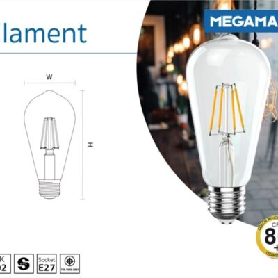 หลอดไฟ LED MEGAMAN Filament E27 A64