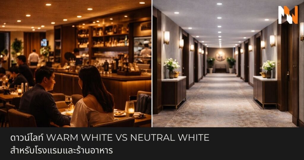 ดาวน์ไลท์ Warm White vs Neutral White สำหรับโรงแรมและร้านอาหาร
